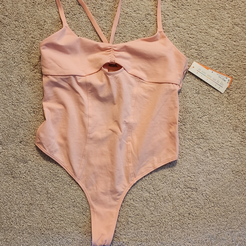 BOGO $2 Pink Strappy Bodysuit NWT small